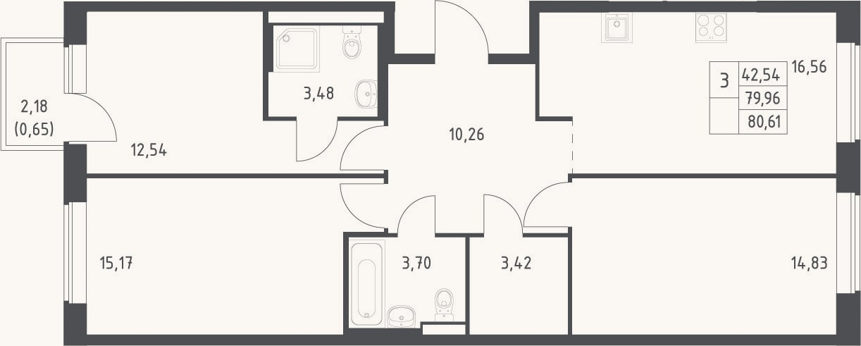 Планировка: 4+ к, 80 м²