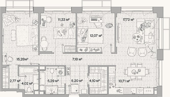 Планировка: 4+ к, 95,7 м²