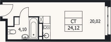 Планировка: Студия, 24,1 м²