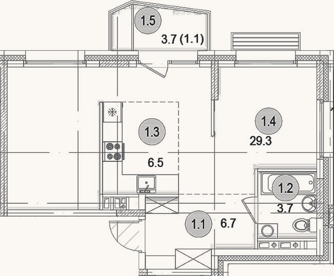 Планировка: Студия, 46,2 м²