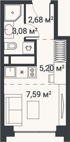 Планировка: Студия, 18,6 м²