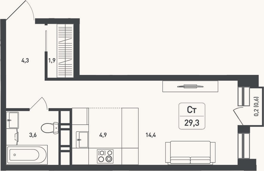 Планировка: Студия, 30,2 м²