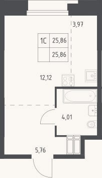 Планировка: Студия, 25,9 м²