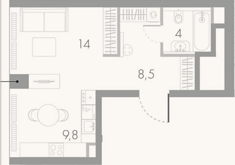 Планировка: Студия, 36,3 м²