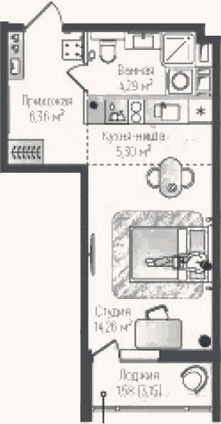 Планировка: Студия, 30,2 м²