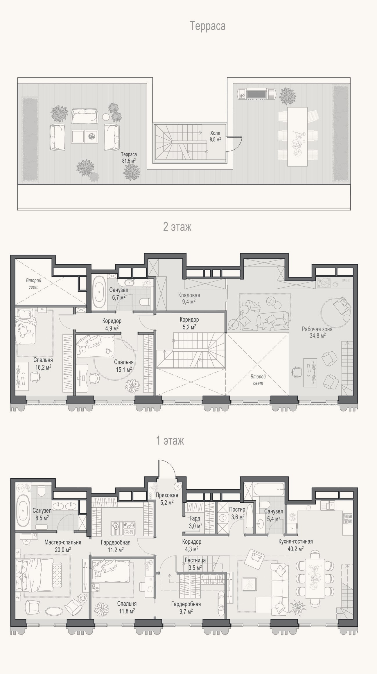 Планировка: 4+ к, 126,9 м²