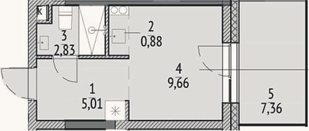 Планировка: Студия, 18,4 м²
