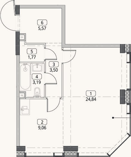 Планировка: Студия, 47,9 м²