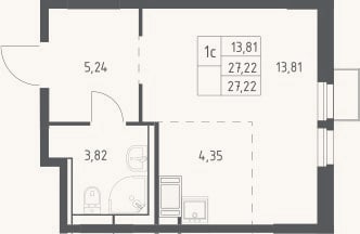 Планировка: Студия, 27,2 м²