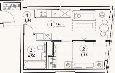Планировка: Студия, 32,2 м²