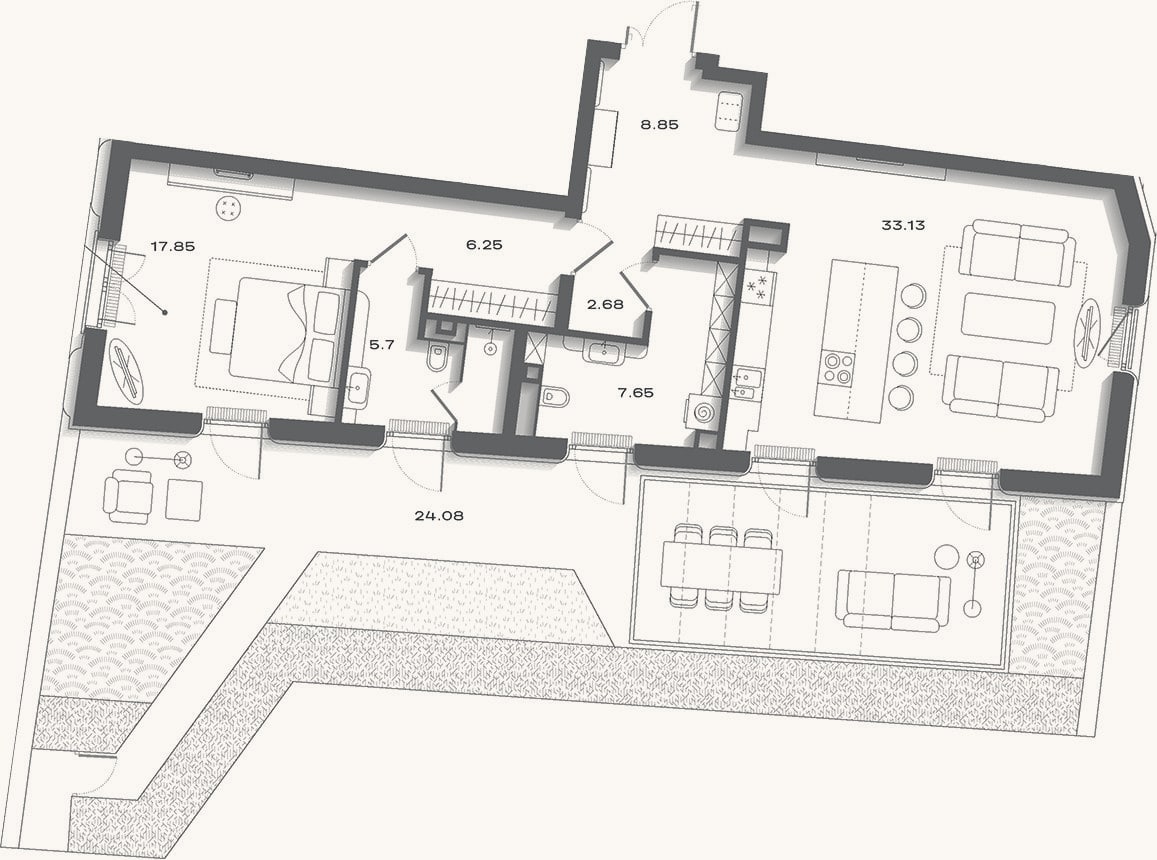Планировка: 2-к, 88,1 м²