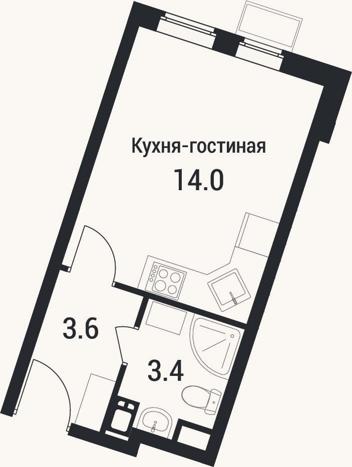 Планировка: Студия, 21 м²