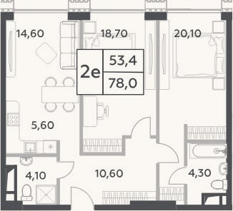 Планировка: 3-к, 78 м²