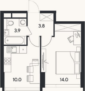 Планировка: 1-к, 31,7 м²