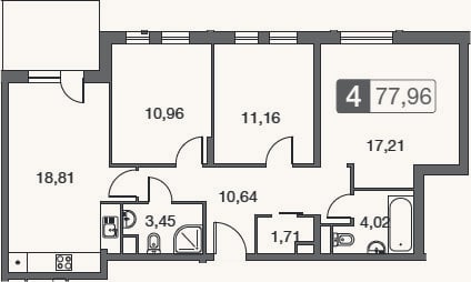 Планировка: 4+ к, 78 м²