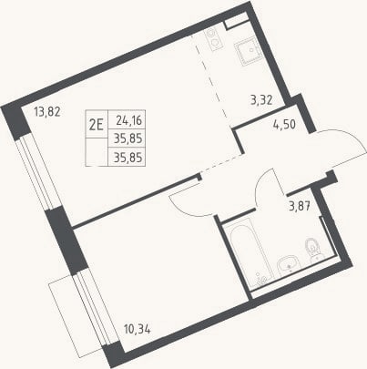 Планировка: 2-к, 35,9 м²