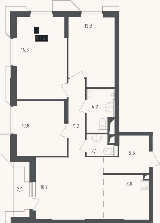 Планировка: 4+ к, 81,1 м²