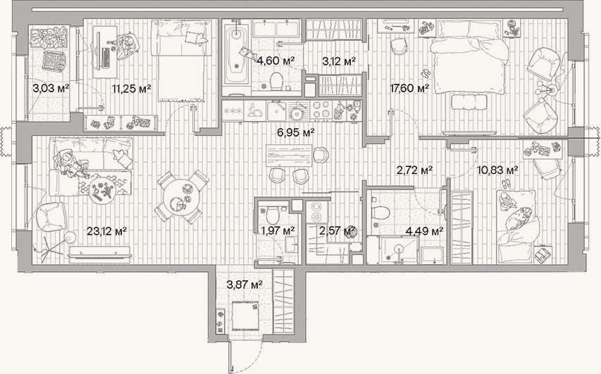 Планировка: 4+ к, 93,1 м²