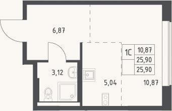 Планировка: Студия, 25,9 м²