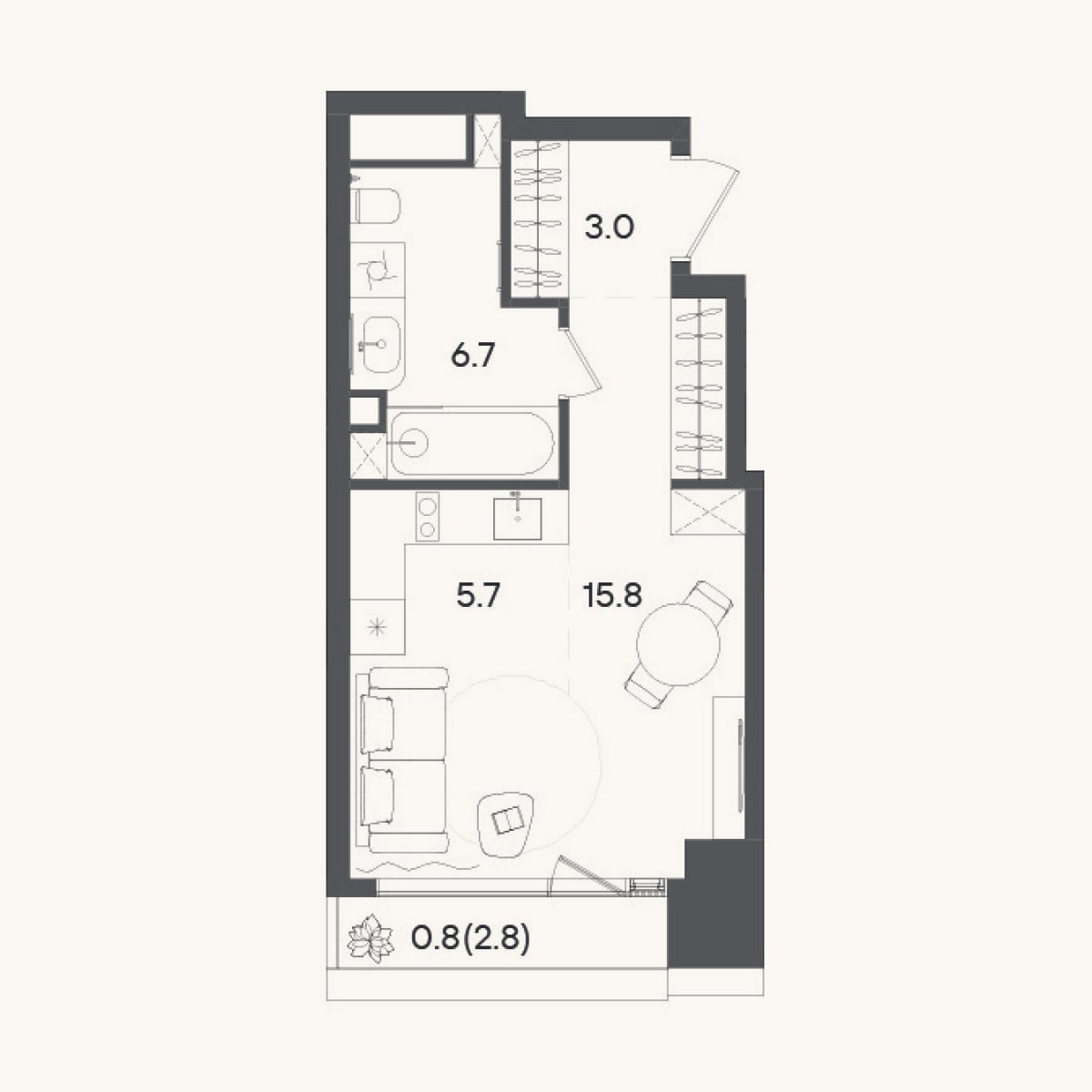 Планировка: Студия, 31,2 м²