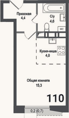 Планировка: Студия, 28,3 м²