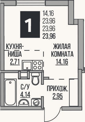 Планировка: Студия, 24 м²