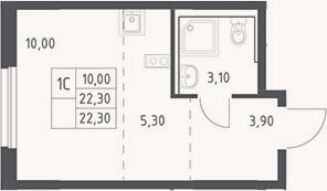 Планировка: Студия, 22,3 м²