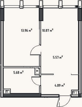 Планировка: 2-к, 41 м²