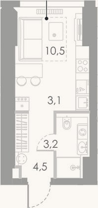 Планировка: Студия, 21,3 м²