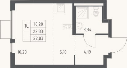 Планировка: Студия, 22,8 м²