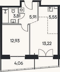 Планировка: 2-к, 41,4 м²