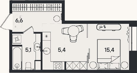 Планировка: Студия, 32,5 м²