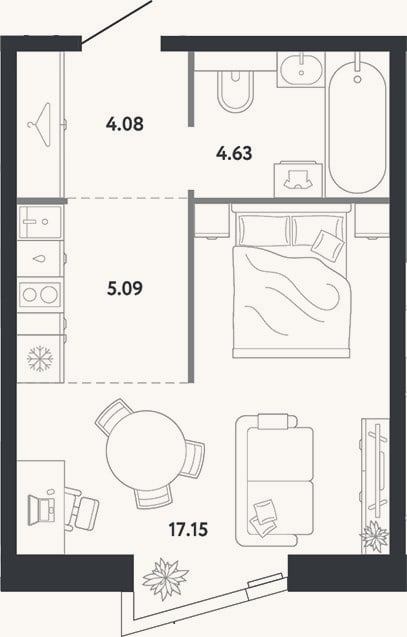 Планировка: Студия, 31 м²