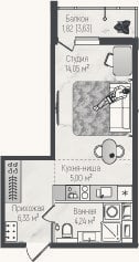 Планировка: Студия, 29,6 м²