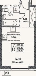 Планировка: Студия, 23,8 м²