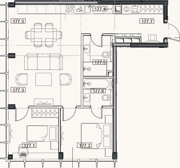 Планировка: 3-к, 68,3 м²