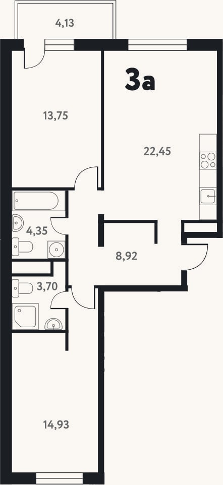 Планировка: 3-к, 67,4 м²