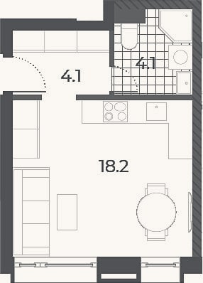 Планировка: Студия, 26,4 м²