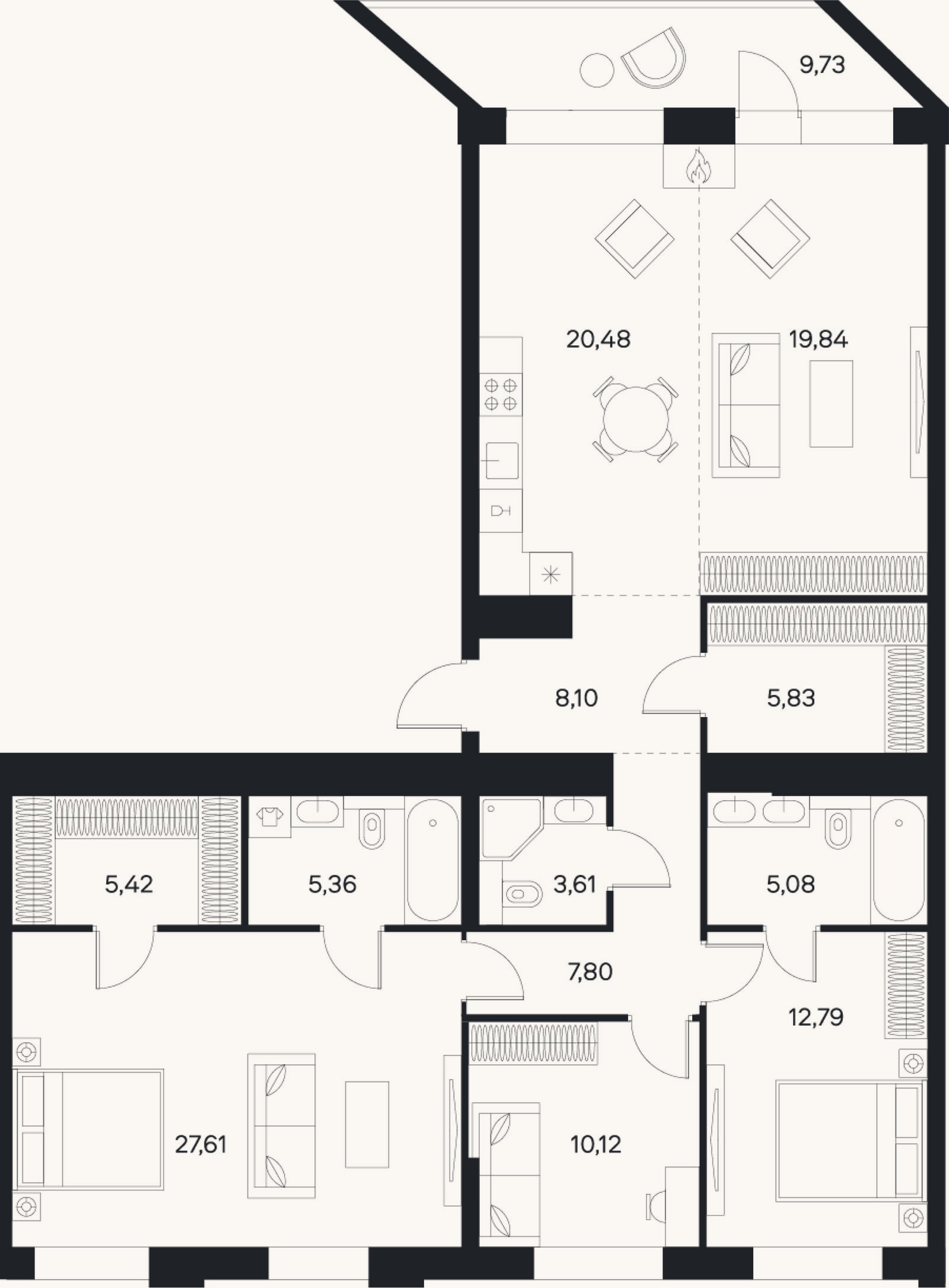 Планировка: 4+ к, 130,3 м²