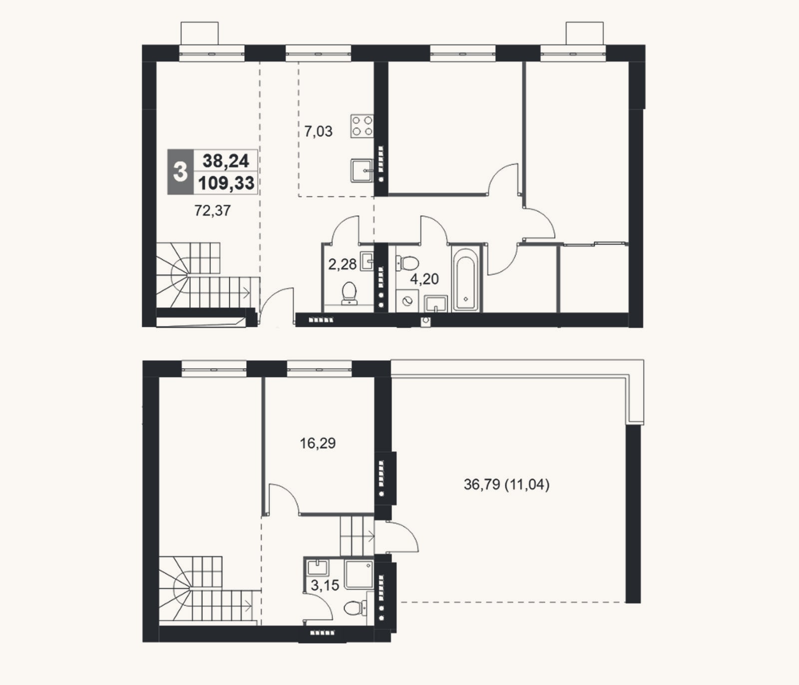Планировка: 4+ к, 98,3 м²
