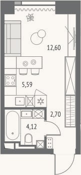 Планировка: Студия, 25 м²