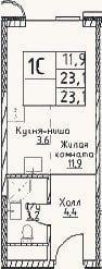Планировка: Студия, 23,1 м²
