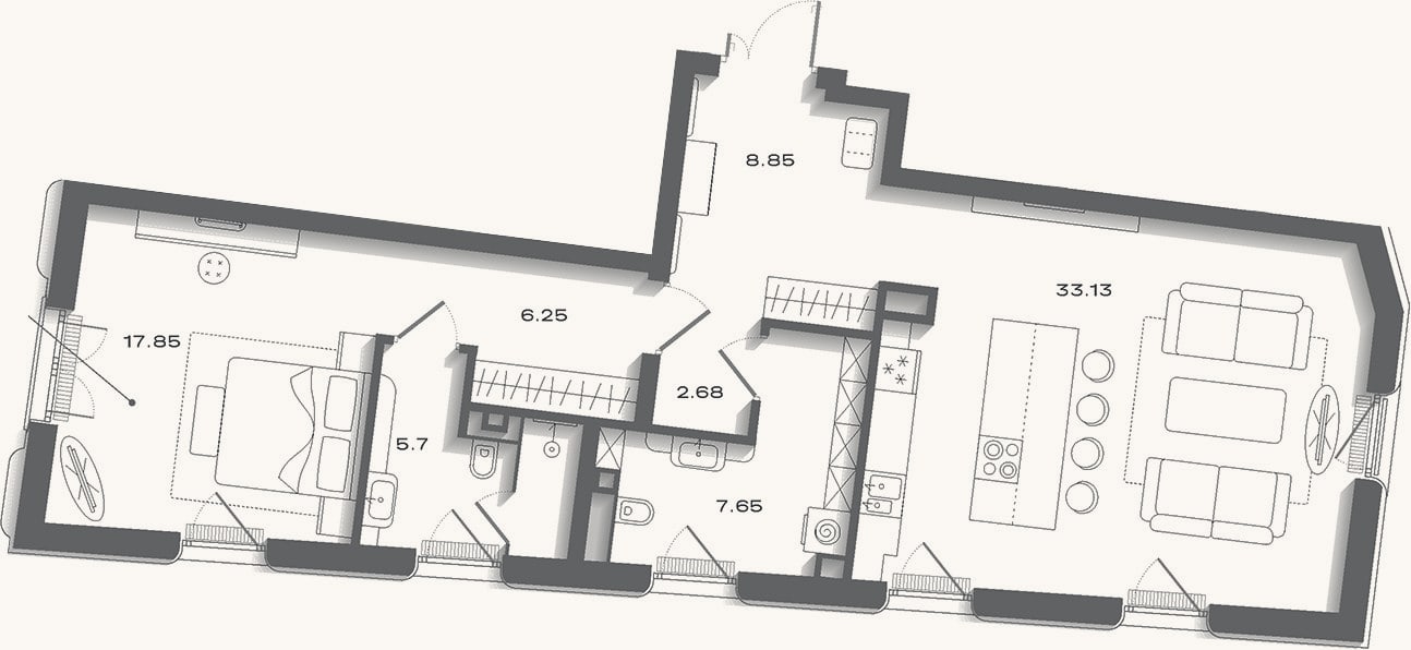 Планировка: 2-к, 87,7 м²