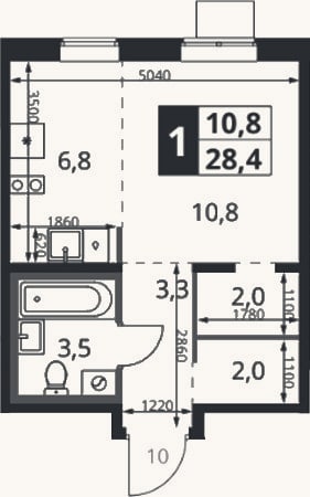 Планировка: Студия, 29,2 м²