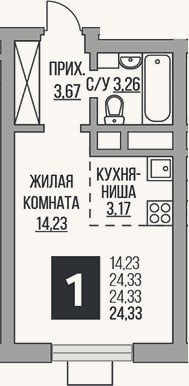 Планировка: Студия, 24,3 м²