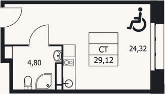 Планировка: Студия, 29,1 м²