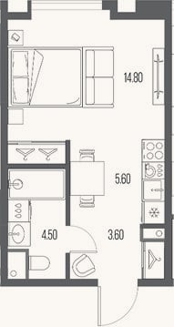 Планировка: Студия, 28,5 м²