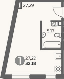 Планировка: Студия, 32,2 м²