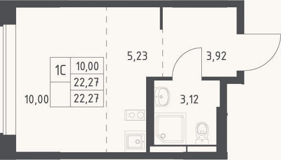 Планировка: Студия, 22,3 м²