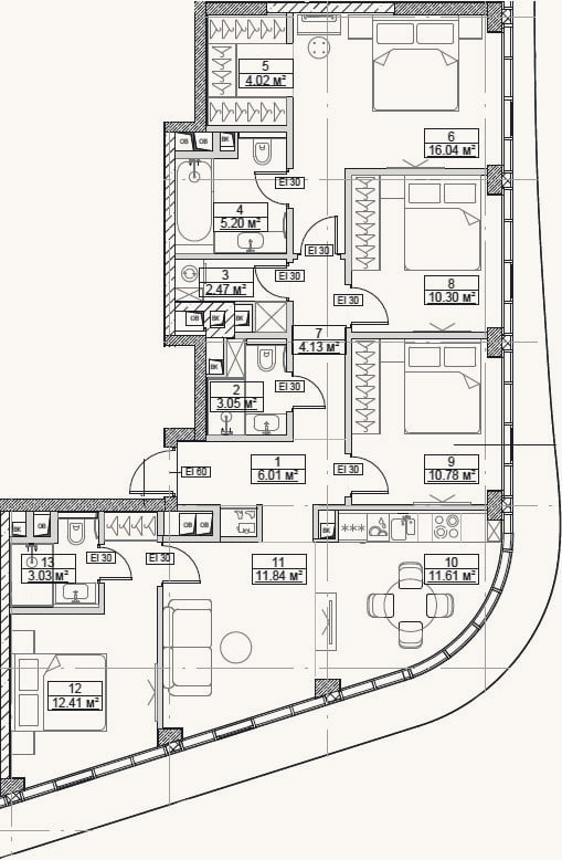 Планировка: 4+ к, 100,9 м²